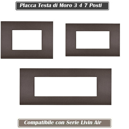 Placchetta per interruttore a 3 4 7 posti testa di moro cassetta 503 compatibile con living air supporto cover - enzoled