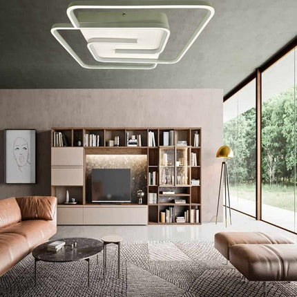 Plafoniera da soffitto a led 48 watt quadrata lampadario moderno da cucina soggiorno luce fredda 6500k - enzoled