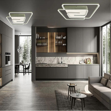 Plafoniera da soffitto a led 48 watt quadrata lampadario moderno da cucina soggiorno luce fredda 6500k - enzoled