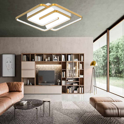Plafoniera da soffitto a led 48 watt quadrata lampadario moderno da cucina soggiorno luce fredda 6500k - enzoled