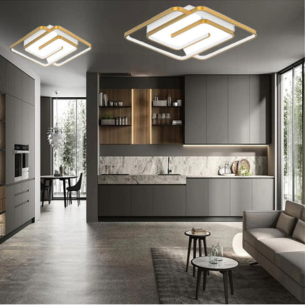Plafoniera da soffitto a led 48 watt quadrata lampadario moderno da cucina soggiorno luce fredda 6500k - enzoled