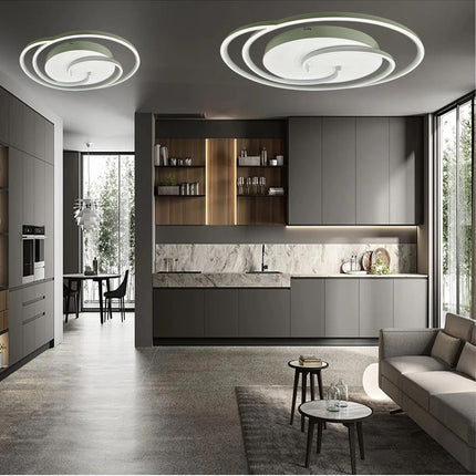 Plafoniera da soffitto a led 48 watt tonda lampadario moderno da cucina soggiorno luce fredda 6500k - enzoled