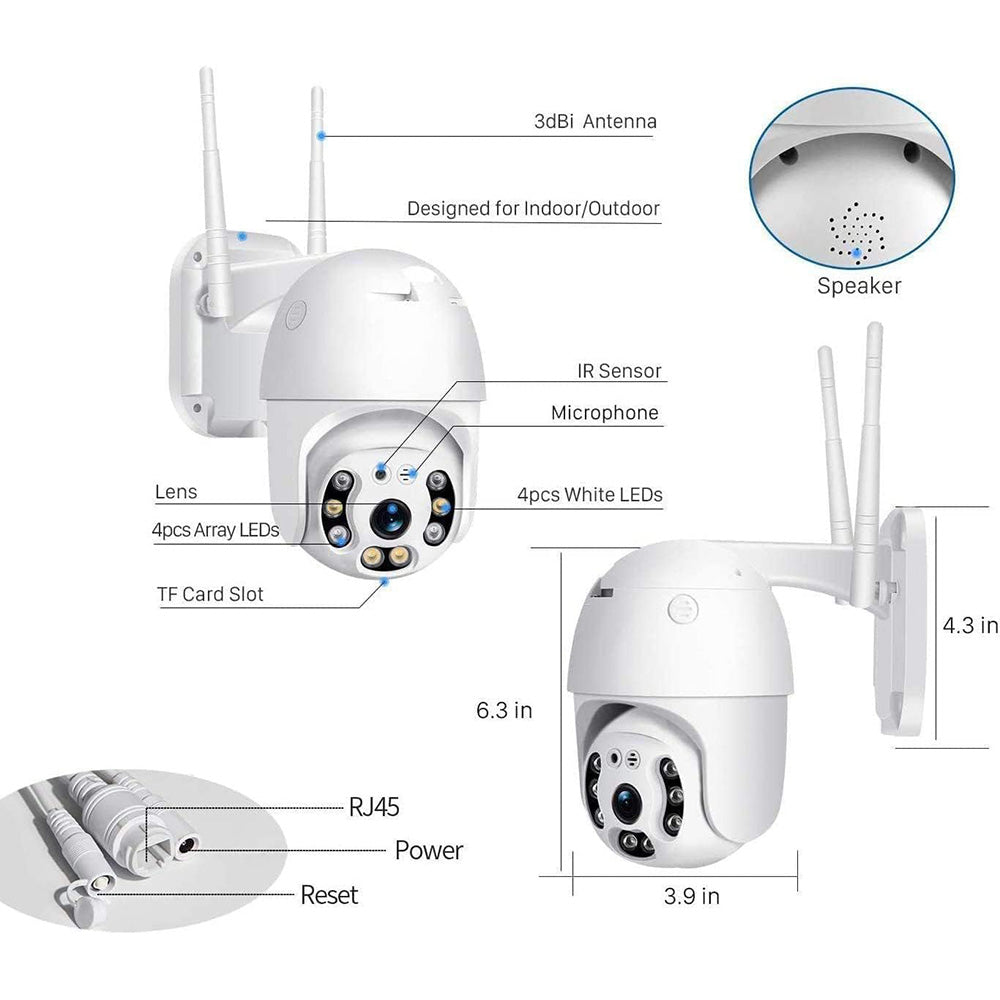 Telecamera dome WI-FI motorizzata con led da esterno full hd da esterno con zoom app Yoosee 5 Ghz - enzoled