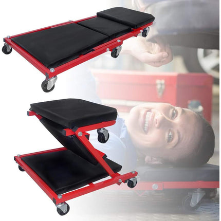 Carrello sabello da officina 2 in 1 sotto auto macchina da officina pieghevole con ruote girevole a 360° - enzoled