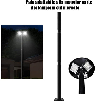 Palo verticale staffa per lampione ufo stradale 3 metri in sezione da 1 metro supporto in metallo componibile per faro - enzoled