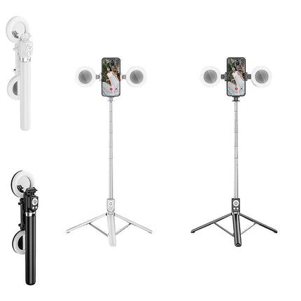 Bastone selfie stick bluetooth con telecomando allungabile fino a 170 cm cavalletto porta cellulare con 2 luci ring light - enzoled