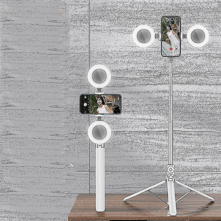 Bastone selfie stick bluetooth con telecomando allungabile fino a 170 cm cavalletto porta cellulare con 2 luci ring light - enzoled