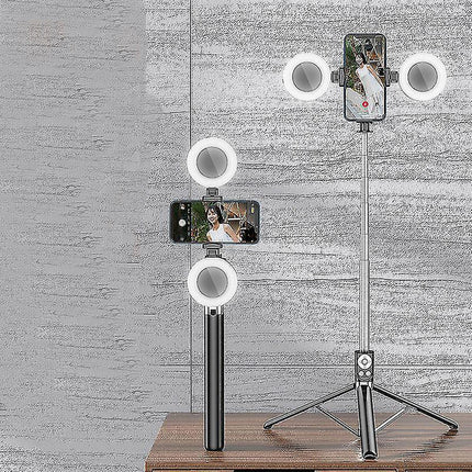 Bastone selfie stick bluetooth con telecomando allungabile fino a 170 cm cavalletto porta cellulare con 2 luci ring light - enzoled