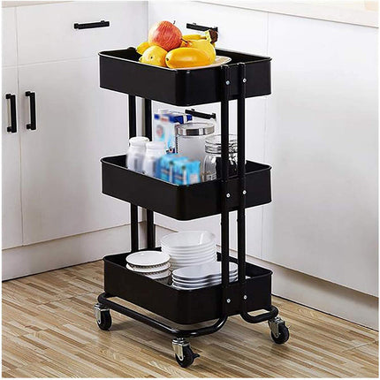 Carrello Multiuso con 3 cestelli in Metallo 4 carrellino con Ruote e cassettiera salvaspazio - enzoled