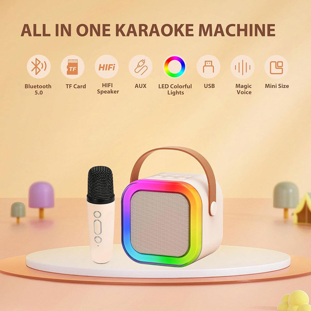 Cassa bluetooth con luci rgb altoparlante per karaoke microfono modifica voce wireless usb - enzoled