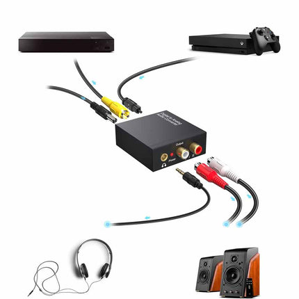 Convertitore unidirezionale audio da digitale ad analogico adattatore rca ottico aux 3,5mm 192KHz - enzoled