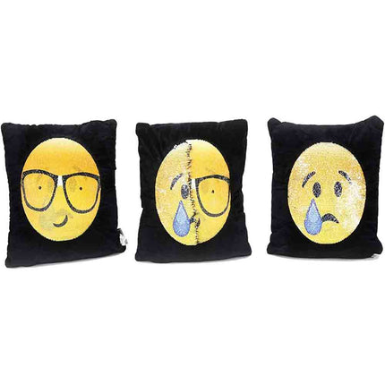 Cuscino emoticon smile con pailette reversibile che cambia espressione double face idea regalo - enzoled