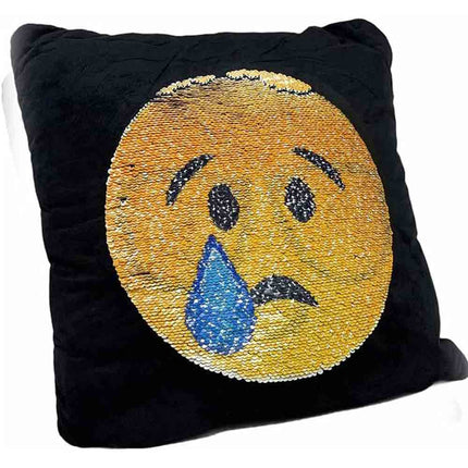 Cuscino emoticon smile con pailette reversibile che cambia espressione double face idea regalo - enzoled