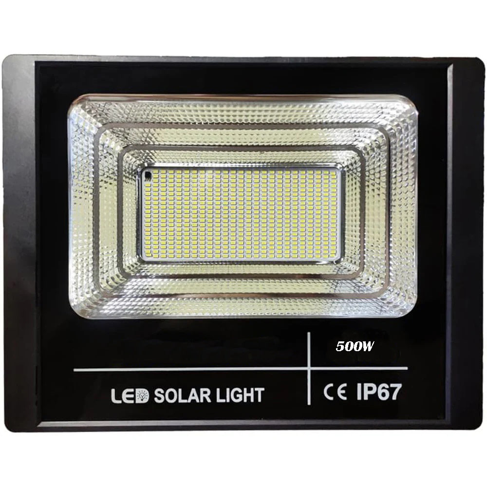 Faro led con pannello solare 500 watt faretto con sensore crepuscolare illuminazione da esterno Ip67 luce fredda 6500k - enzoled