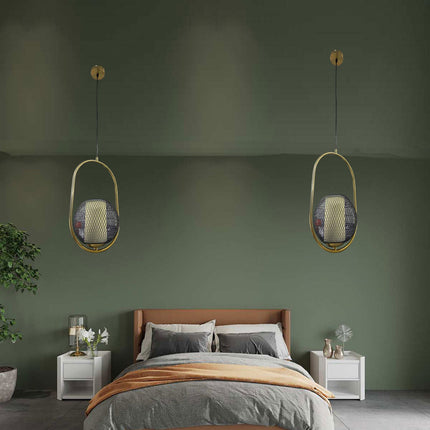 Lampadario moderno a sospensione lampada contemporanea in metallo oro attacco E27 - enzoled