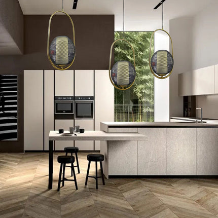 Lampadario moderno a sospensione lampada contemporanea in metallo oro attacco E27 - enzoled