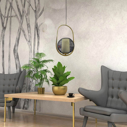 Lampadario moderno a sospensione lampada contemporanea in metallo oro attacco E27 - enzoled