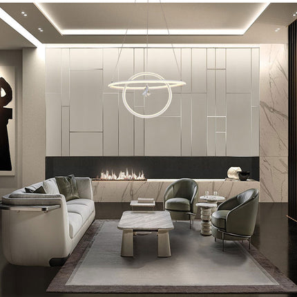 Lampadario led moderno 2 anelli 70 watt lampada con cristallo a luce fredda 6500k calda 3000k naturale 4000k - enzoled