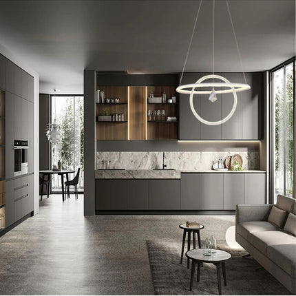 Lampadario led moderno 2 anelli 70 watt lampada con cristallo a luce fredda 6500k calda 3000k naturale 4000k - enzoled