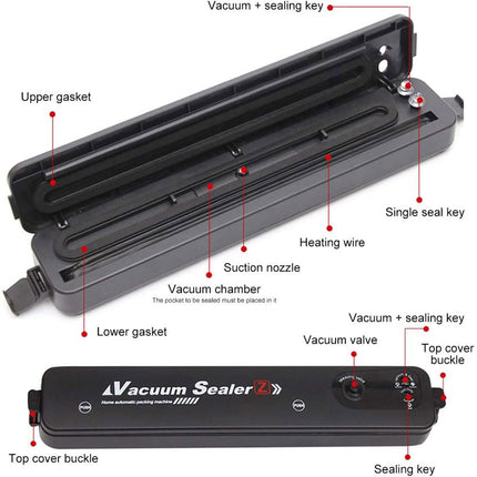 Macchina per sottovuoto per alimenti 2 in 1 sigilla sacchetti macchinetta automatica con 5 sacchetti sigilla e aspira - enzoled