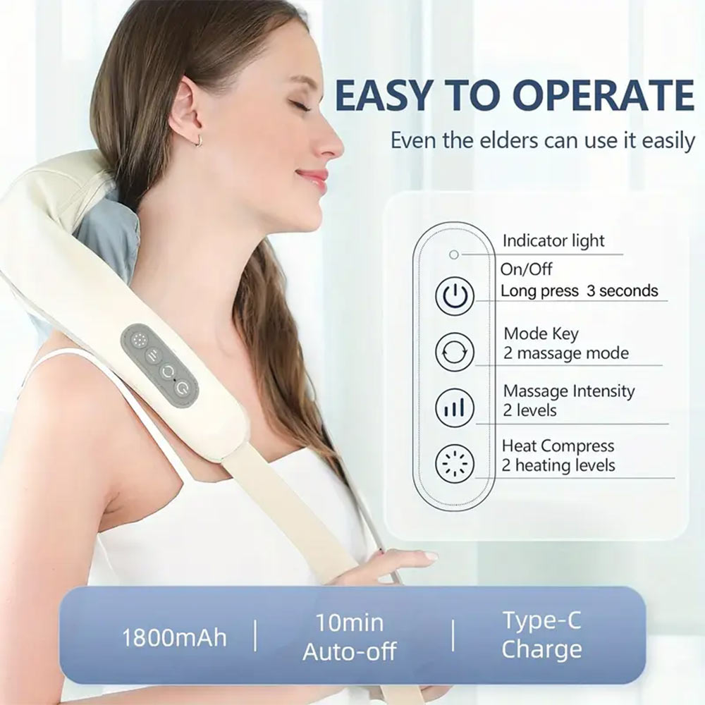 Massaggiatore ricaricabile per collo 3D massaggio shiatsu cervicale spalle schiena - enzoled