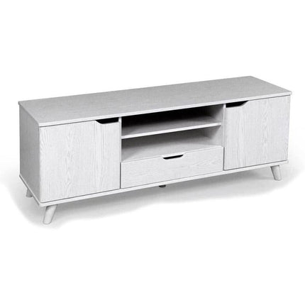 Mobile madia basso moderno per soggiorno ingresso mobiletto porta tv rovere bianco 140x40x50 cm - enzoled