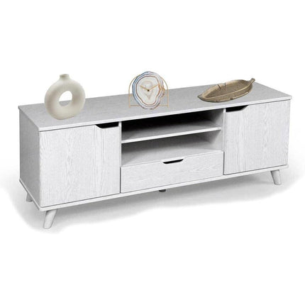 Mobile madia basso moderno per soggiorno ingresso mobiletto porta tv rovere bianco 140x40x50 cm - enzoled