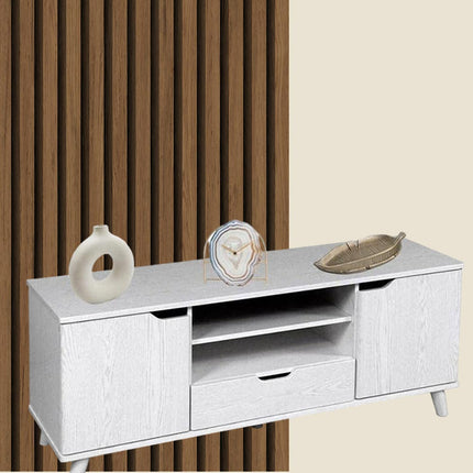 Mobile madia basso moderno per soggiorno ingresso mobiletto porta tv rovere bianco 140x40x50 cm - enzoled