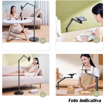 Piantana per cellulari inclinabile supporto da pavimento tavolo flessibile per smartphone allungabile cavalletto con rotazione 360° - enzoled