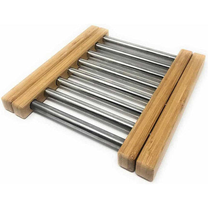 Sottopentola allungabile da 22 a 35 cm in legno e metallo supporto per pentole padelle teglie estensibile - enzoled