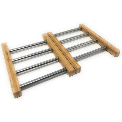 Sottopentola allungabile da 22 a 35 cm in legno e metallo supporto per pentole padelle teglie estensibile - enzoled