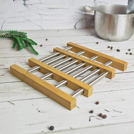 Sottopentola allungabile da 22 a 35 cm in legno e metallo supporto per pentole padelle teglie estensibile - enzoled