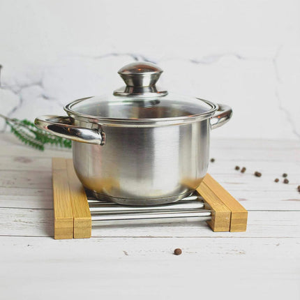 Sottopentola allungabile da 22 a 35 cm in legno e metallo supporto per pentole padelle teglie estensibile - enzoled