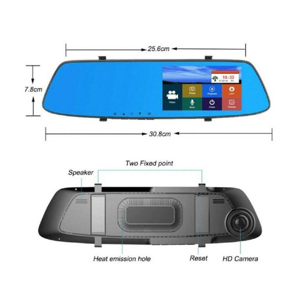 Specchietto retrovisore touch per auto monitor dvr 4,3 pollici con dash cam telecamera per retromarcia full hd 1080p - enzoled