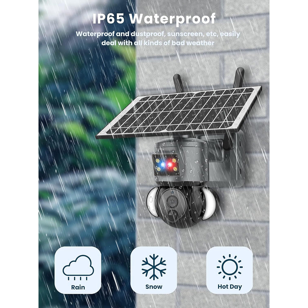 Telecamera di sorveglianza wi fi con pannello solare doppio obbiettivo 4G videocamera da esterno PTZ IP65 - enzoled