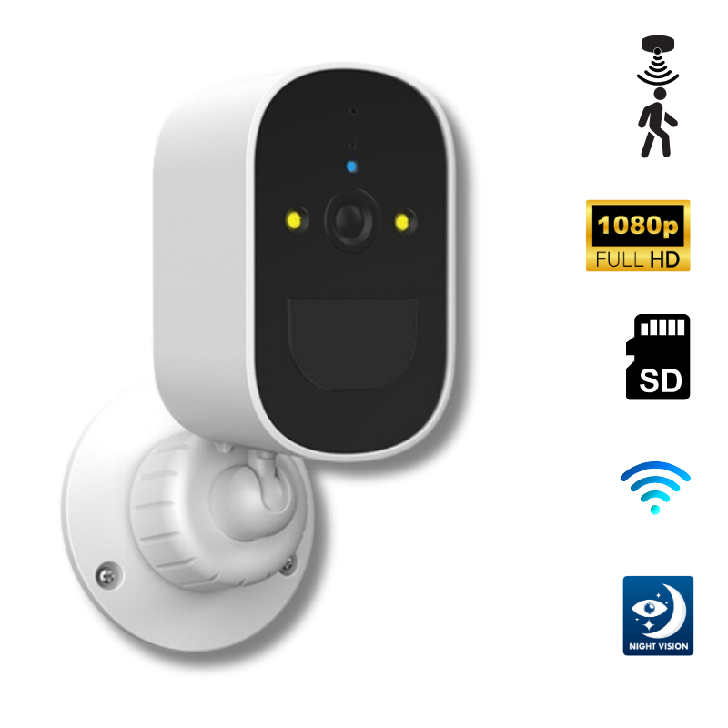 Telecamera ricaricabile wi-fi infrarossi con visone notturna videocamera a batteria IP66 - enzoled