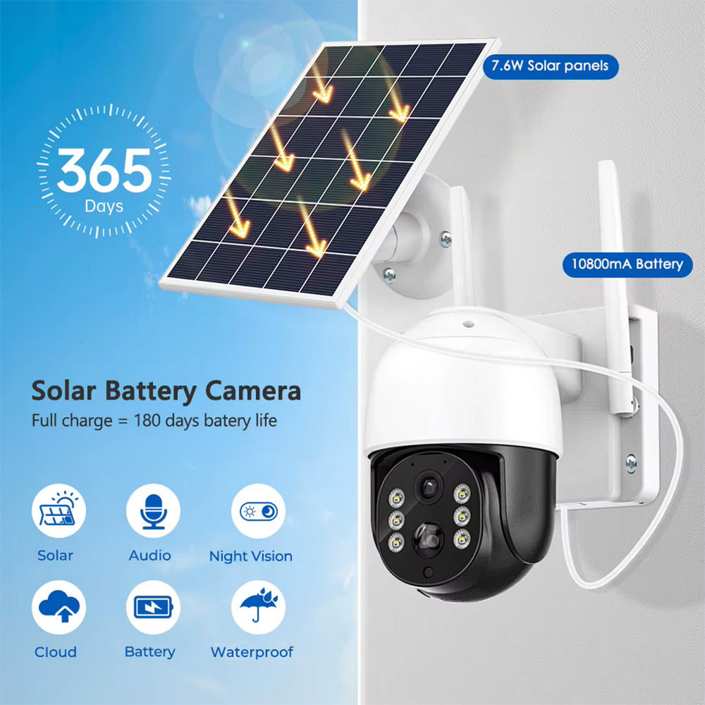 Telecamera di sorveglianza wi fi con pannello solare 4G videocamera da esterno PTZ IP65 - enzoled