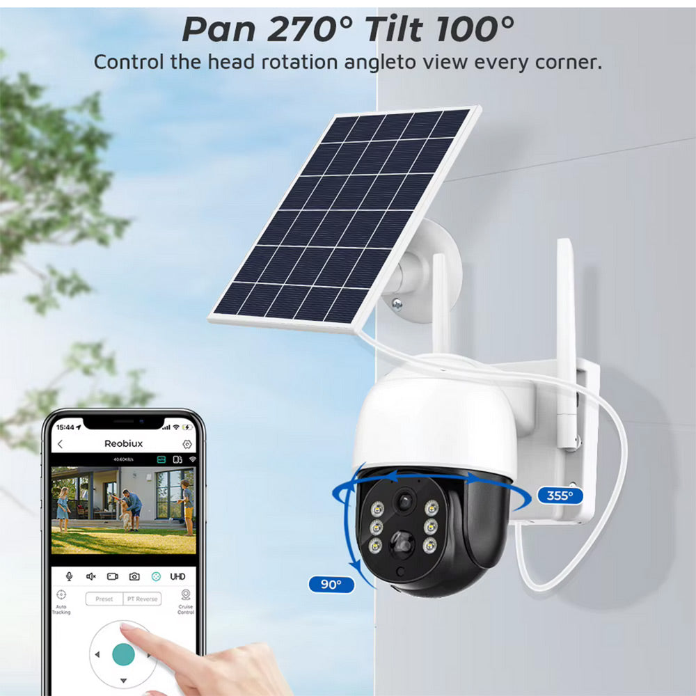 Telecamera di sorveglianza wi fi con pannello solare 4G videocamera da esterno PTZ IP65 - enzoled
