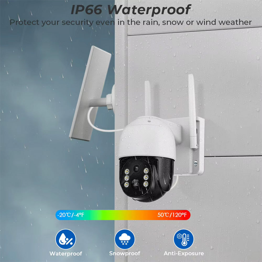 Telecamera di sorveglianza wi fi con pannello solare 4G videocamera da esterno PTZ IP65 - enzoled