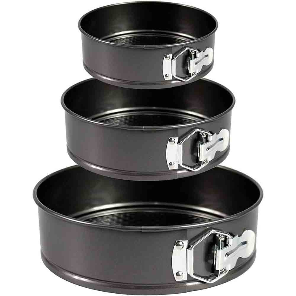 Tortiera apribile con cerniera 3 teglie 24 26 28 cm da forno per torte dolci rotonde - enzoled