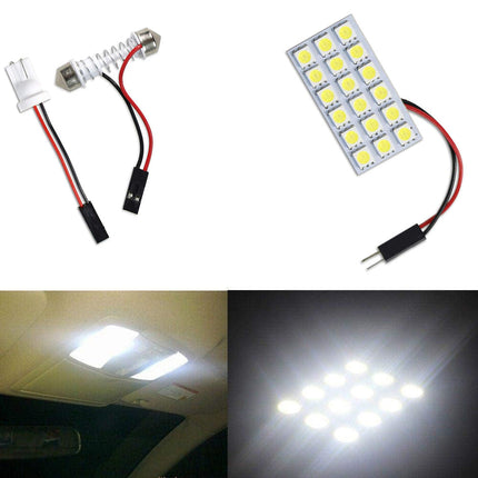 Luci pannello 18 led interno auto smd luce fredda 6000k per interni auto tettuccio 4 watt alimentazione 12 v adattatore t10 - enzoled
