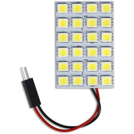 Luci pannello 24 led interno auto smd luce fredda 6000k per interni auto tettuccio 5 watt alimentazione 12 v adattatore t10 - enzoled