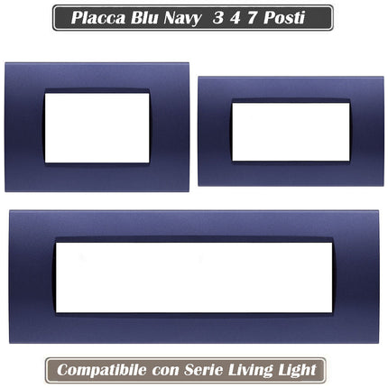 Placchetta 3 4 7 posti blue navy compatibile con vimar plana enzoled