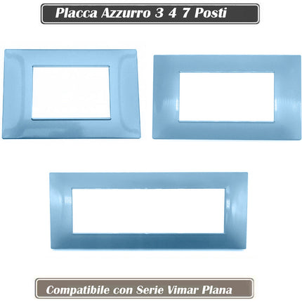 Placchetta 3 4 7 posti azzurro marino compatibile con vimar plana enzoled