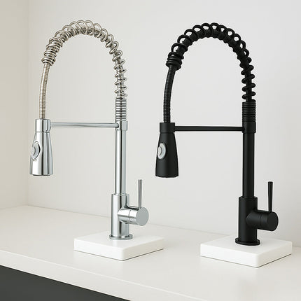 Rubinetto da cucina a canna alta orientabile 2 getti d'acqua enzoled