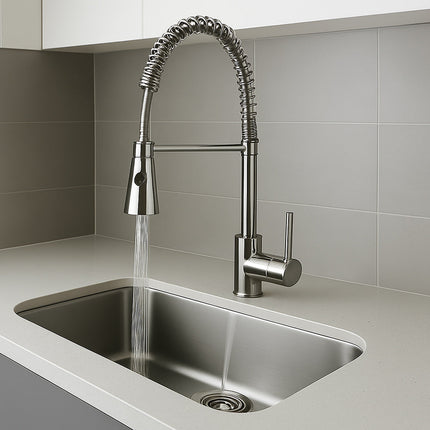 Rubinetto da cucina a canna alta orientabile 2 getti d'acqua enzoled