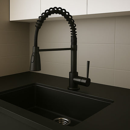 Rubinetto da cucina a canna alta orientabile 2 getti d'acqua enzoled