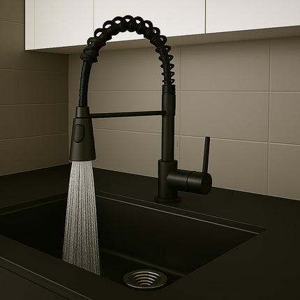 Rubinetto da cucina a canna alta orientabile 2 getti d'acqua enzoled