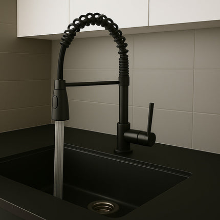 Rubinetto da cucina a canna alta orientabile 2 getti d'acqua enzoled