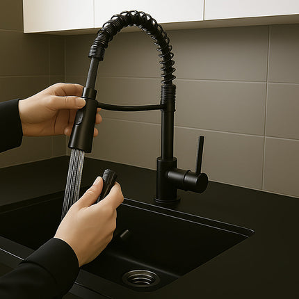 Rubinetto da cucina a canna alta orientabile 2 getti d'acqua enzoled